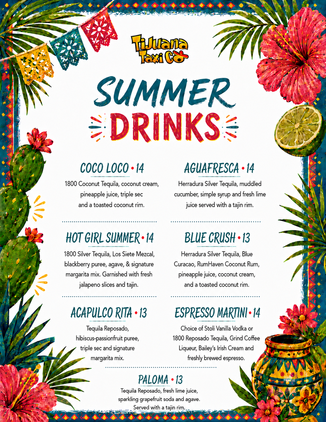 Tijuana Taxi Summer Drinks, Coral Springs